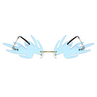 Rimless Fashion Trendy Vintage Flame Sunglasses for Women Men Narrow