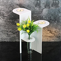 Giá đỡ nến sáp thơm và bình bằng sắt mĩ thuật trang trí phòng khách, nhà hàng OPUS Metalart Design CH-tr02(W) - màu trắng