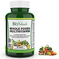 Bio Naturals Whole Foods Multivitamin For Men & Women with 100+ Nutrients – Vitamins A B C D E, Minerals, Herbs, Omega 3, Probiotics, Organic Extracts – No GMOs, No Gluten, 100% Vegan – 90 Count