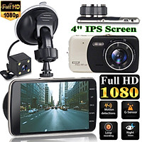 4'' Dual Lens Camera 170° HD 1080P Car DVR Vehicle Video Night Vision G-Sensor Dash Cam Recorder with Microphone/Speaker
