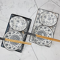 Bộ chén bát đĩa sứ Ceramic Porcelain 6 món MFA-6D (Phù hợp cho 2 người) - Tặng kèm 2 đôi đũa (Hộp quà tặng sang trọng)