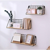 KỆ GỖ KHUNG SẮT TREO TƯỜNG VINTAGE quà tặng tân gia đồ trang trí nhà đồ decor phong cách vintage