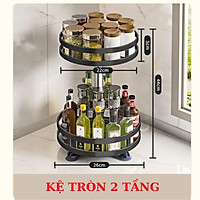 Kệ đựng gia vị nhà bếp 2 tầng, 3 tầng tròn, vuông xoay 360 độ thông minh