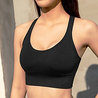Women Sports Bra Hollow Out Criss-Cross Back Padded Wireless Push Up Yoga Running Crop Top Athletic Sportswear