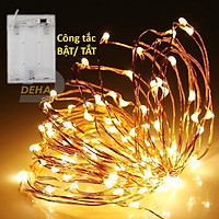 Dây đèn led đom đóm trang trí pin tiểu 10M/5M/2M/1M - Vàng nắng, nhiều màu, trắng, xanh, đỏ, dây bóng đèn fairy light cao cấp, tinh tế sang trọng decor phòng, du lịch, lều trại công tắc chuyển On/ Off - Chính hãng DEHA