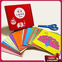Hộp Gồm Kéo Và Giấy Cho Bé Tập Cắt Tăng Khả Năng Sáng Tạo, Khéo Léo - Tặng 01 Bấm Móng Tay Cho Bé - Miễn Phí Vận Chuyển