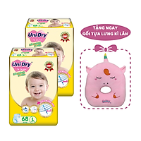 Combo 2 Tã Quần Siêu Mỏng UniDry Ultrathin Gói Cực Đại size L68 (68 miếng) - Tặng 1 Gối Tựa Lưng Kỳ Lân Hồng