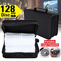 128pcs Disc CD DVD PC Driver Disc Storage Bag Carry Case Holder Protector Wallet Binder Portable Black Silk Cloth