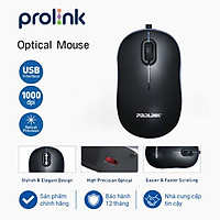 Chuột máy tính có dây PROLiNK PMC1006 BDLU (đen xanh), cảm biến quang học 1000DPI - Hàng chính hãng