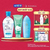 Bộ sản phẩm bảo vệ và giảm mụn Senka (Sữa tẩy trang Milky 230ml + Sữa rửa mặt Acne 100g + Chống nắng UV Gel 80ml)