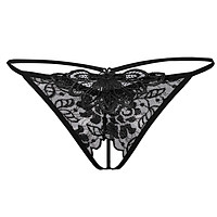 Women's Sheer Lace Crotchless Panties G String T Back Thong Underwear
