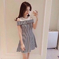 ĐẦM SỌC XÒE KHOÉT VAI SALE