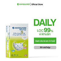 Khẩu Trang Trẻ Em Anyguard Hàn Quốc 3 Lớp Chính Hãng (Cho Bé Dưới 7 Tuổi - Hộp 50 Chiếc)-베이비 마스크 - Face Mask For Kids Under 7 yearsold-ISO 9001:2015, ISO 13485:2016, QCVN 01:2017/BTC