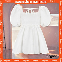 Áo babydoll cổ vuông gấm trắng tingoan I’M BLUSHING TOP/WH