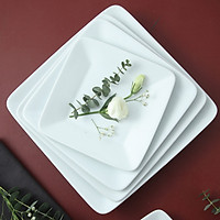 Đĩa sứ trắng vuông cao cấp Long Phương