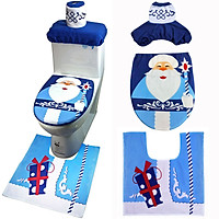 Tailored 3PCS Set Fancy Snowman Toilet Seat Cover and Rug Bathroom Set Christmas Decor