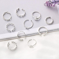 Nhẫn hở mạ bạc S925 nhẫn ngôi sao nhẫn trái tim đan chéo và nhẫn gơn sóng thiết kế nhiều kiểu Hàn Quốc