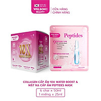 Combo 1 Hộp Nước Uống Cấp Ẩm Căng Bóng Da Welson Beauty 10X WATER BOOST và 1 Mặt Nạ Peptides