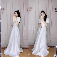 Đầm dự tiệc mặc cưới sang trọng xếp ly ngực TRIPBLE T DRESS - size M/L (kèm ảnh/video thật) MS156Y