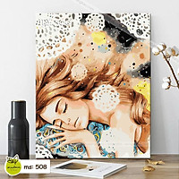Tranh tô màu 40x50cm có khung Tóc Mây say giấc T508