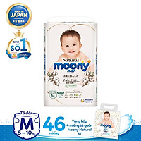 Tã dán Moony Natural M46 tặng hộp 4 miếng tã quần Moony Natural M