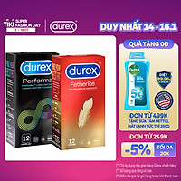 Bộ 1 hộp bao cao su Durex Performa 12 bao và 1 Durex Fetherlite 12 bao
