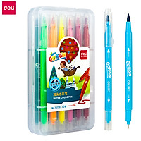 Deli Watercolor Pen Double-end Drawing Pens Washable Painting Pens Colored Sketching Pens With Storage Box Student Kids DIY Graffiti Colorful Marker Pen School Coloring Gadgets Stationery Kits