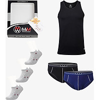 Simple Box Tinh Tế ( 1 áo ba lỗ đen, 2 quần lót tam giác , 3 đôi bít tất ) thương hiệu MRM Manlywear