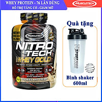 Combo Sữa tăng cơ giảm mỡ cao cấp Nitro Whey gold của Muscletech hộp 76 lần dùng cho người tập Gym & Bình lắc 600ml (Mẫu ngẫu nhiên)