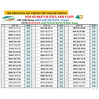 CHỌN SỐ- SIM NGHE GỌI VIETTEL ,Hàng Chính Hãng, GÓI V120N- miễn phí gọi nội mạng + 4G data/ Ngày, Mã số 250