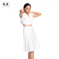 Chân Váy Trắng Dáng Xòe K&K Fashion CV02-39 Chất Liệu Đũi Xô