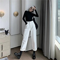 Quần Jean trắng nữ Baggy ống suông