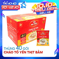 Thùng Cháo Tổ Yến Thịt Bằm - Yến Đại Phát (40 gói x 50gram) 4 gói gia vị, ăn liền, tiện lợi, thơm ngon.
