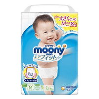 Bỉm - Tã quần Moony Blue size M 58 miếng (Cho bé 6~12kg)