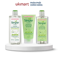 Combo Simple Làm Sạch Tẩy Trang + Sữa Rửa Mặt + Nước Hoa Hồng