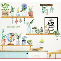 Decal dán tường Tranh Dán tường Lá Cây phong cách Vintage Decor Tường Hàn Quốc SIZE LỚN KỆ HOA TRANG NHÃ