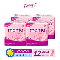 Bộ 4 Gói Băng Vệ Sinh Diana Mama (12 Miếng/Gói)