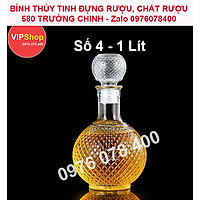 Chai Thủy Tinh đựng Rượu Bầu Tròn giác Kim Cương 1000ML Cao Cấp - trong suốt