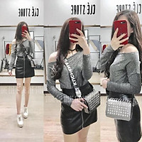 Áo thun nhũ hở vai tay dài