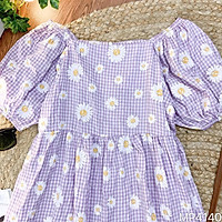 Đầm hoa cúc cập bến siêu cute phô mai que, hoạ tiết hoa cúc 3D