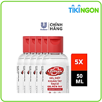 Combo 5 Gel Rửa Tay Khô Sạch Siêu Nhanh Lifebuoy Bảo Vệ Vượt Trội 10 (Chai Nắp 50ml)