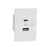 Ổ cắm sạc đôi USB type A+C, 2.4A AvatarOn A - Schneider Electric - M3T-USB2-WE