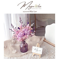 Set mixed Hoa Khô Decor Trang trí kèm lọ thuỷ tinh trang trí phòng ngủ, phòng khách