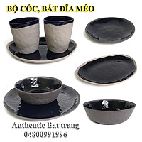 Bộ Cốc, Bát, Đĩa méo đen phong cách độc đáo CHÂU ÂU- Đẹp và Sang trọng-gốm sứ Authentic Bát tràng