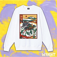 Áo sweater Tranh Đông Hồ Trâu Nước Việt Nam WRIGHT in Hình Thiết Kế Cực Chất Unisex unisex