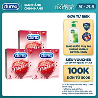 Bộ 3 Bao Cao Su Durex Sensual Strawberry - Hộp 3 chiếc