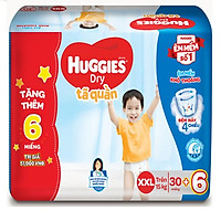 Tặng 6 miếng - Tã Quần Huggies Dry Size XXL30 (30 Miếng) - Từ 12-17kg