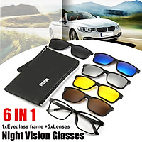 6 IN 1 Polarized Driving Day Night Vision Sunglasses Flip-up Lens Glasses UV400