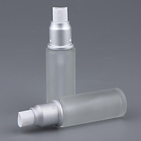 2Pcs Empty Refillable Container Pump Dispenser Lotion Serum Bottles - Frosted Transparent 30ml