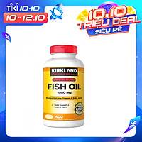 Dầu Cá Omega 3 Kirkland Signature Fish Oil 1000mg - 400 Viên (Mẫu Mới)